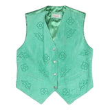 CITY LIFE Womens Green Embroidered Button Jacket M Polyester Blend Vest