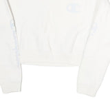 CHAMPION Womens White XS Crew Neck Sweatshirt Cotton Logo Print Cropped