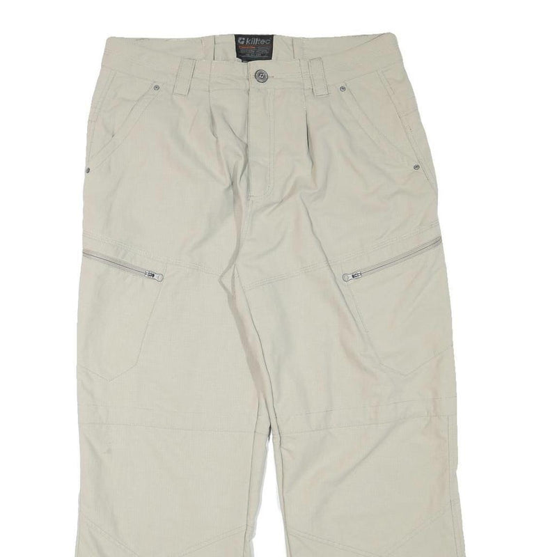 KILLTEC Mens Relaxed Beige Polyester Blend Zip Trousers W34 L28 Outdoor Casual