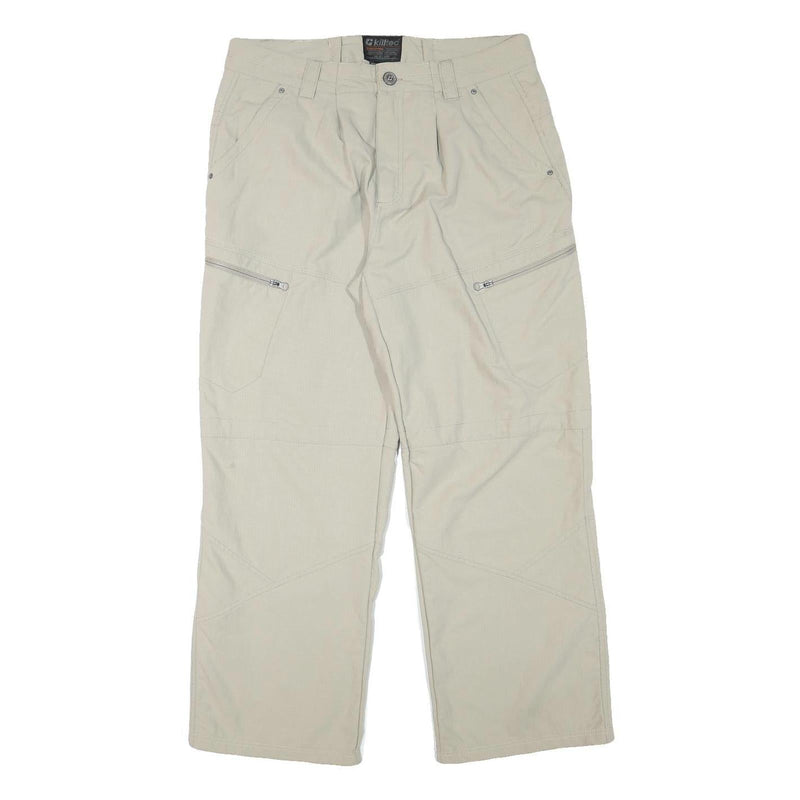 KILLTEC Mens Relaxed Beige Polyester Blend Zip Trousers W34 L28 Outdoor Casual