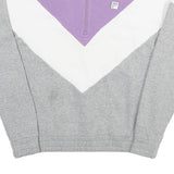 FILA Womens Purple & White & Grey Cotton Blend 1/4 Zip S Sweatshirt Pullover