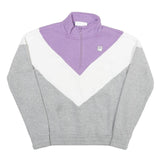 FILA Womens Purple & White & Grey Cotton Blend 1/4 Zip S Sweatshirt Pullover