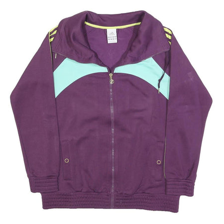 ADIDAS Womens Purple & Light Blue Track Jacket UK 16 Polyester Zip Athletic