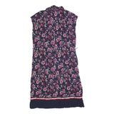 TOMMY HILFIGER Womens Blue Floral Shirt Dress Cotton Blend Sleeveless S Button
