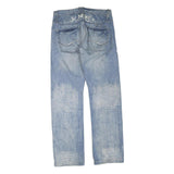 JACK & JONES Mens Blue Cotton Blend Regular Straight Denim W36 L34 Zip Jeans