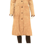 STRADIVARIUS Womens Beige Leather Button Jacket S Soft Fabric Pockets Long