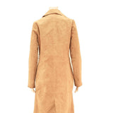 STRADIVARIUS Womens Beige Leather Button Jacket S Soft Fabric Pockets Long
