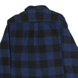 JACHS Mens Blue & Black Check Shirt L Long Sleeve Cotton Classic Fit Casual