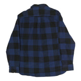 JACHS Mens Blue & Black Check Shirt L Long Sleeve Cotton Classic Fit Casual