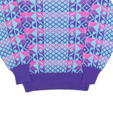 MEISTER Womens Purple Blue & Pink Patterned Wool Blend Jumper Crew Neck M