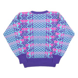 MEISTER Womens Purple Blue & Pink Patterned Wool Blend Jumper Crew Neck M