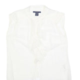 GANT Womens White Silk Blend Ruffle Sleeveless Top UK 14 Elegant Lightweight