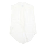GANT Womens White Silk Blend Ruffle Sleeveless Top UK 14 Elegant Lightweight