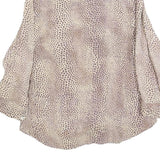 TASHA POLZZI Womens Beige & Brown Printed Shirt Long Sleeve Button Neck M Rayon