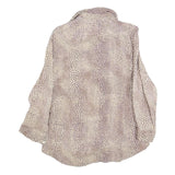 TASHA POLZZI Womens Beige & Brown Printed Shirt Long Sleeve Button Neck M Rayon