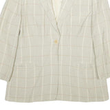 CERRUTI Womens Beige Cream Check Wool Blend Blazer Jacket UK 14 Tailored Button