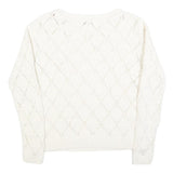 TOMMY HILFIGER Womens White Patterned Jumper Crew Neck Basic Knit L Cotton Blend