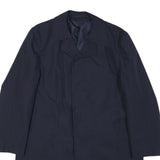 Mens Navy Plain Button Jacket L Cotton Blend Classic Smart Formal Outerwear