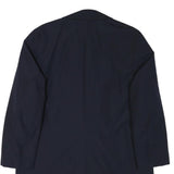 Mens Navy Plain Button Jacket L Cotton Blend Classic Smart Formal Outerwear