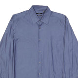 BOSS HUGO BOSS Mens Blue Plain Cotton Shirt L Regular Fit Formal Button Collar