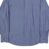 BOSS HUGO BOSS Mens Blue Plain Cotton Shirt L Regular Fit Formal Button Collar