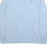 POLO RALPH LAUREN Mens Blue Long Sleeve Plain Polo Shirt XL Classic Style Casual