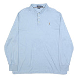 POLO RALPH LAUREN Mens Blue Long Sleeve Plain Polo Shirt XL Classic Style Casual