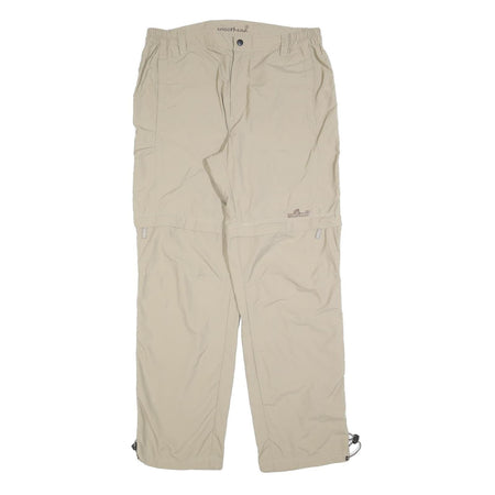 MOORHEAD Mens Polyester Blend Beige Relaxed Straight Leg Trousers W34 L32 Casual