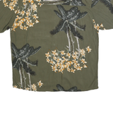 CARIBBEAN BLUES Mens Green Rayon 2XL Hawaiian Style Shirt Floral Palm Print
