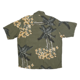 CARIBBEAN BLUES Mens Green Rayon 2XL Hawaiian Style Shirt Floral Palm Print
