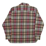 SATURDAYS Mens Red & Grey Plaid Shirt L Button Front Check Casual