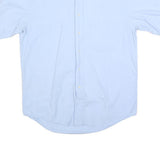 YVES SAINT LAURENT Mens Blue Cotton Blend Shirt Short Sleeve Button Neck L Smart