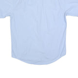 YVES SAINT LAURENT Mens Blue Cotton Blend Shirt Short Sleeve Button Neck L Smart
