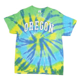 COLORTONE Mens Blue Green & Yellow Tie Dye T-Shirt M Short Sleeve Crew Neck