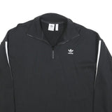 ADIDAS Womens Black & White Sweatshirt Collared UK 18 Cotton Blend Zip