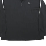 ADIDAS Womens Black & White Sweatshirt Collared UK 18 Cotton Blend Zip