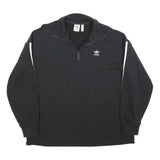 ADIDAS Womens Black & White Sweatshirt Collared UK 18 Cotton Blend Zip