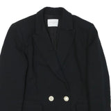 SANDRO Womens Black Wool Blend Double Breasted Jacket XS Button Closure Plain