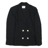 SANDRO Womens Black Wool Blend Double Breasted Jacket XS Button Closure Plain
