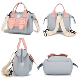 Anysort Mommy Diaper Bag Blue Backpack Big Capacity Handbag Stroller for Moms Detachable Strap Maternity Shoulder Bag