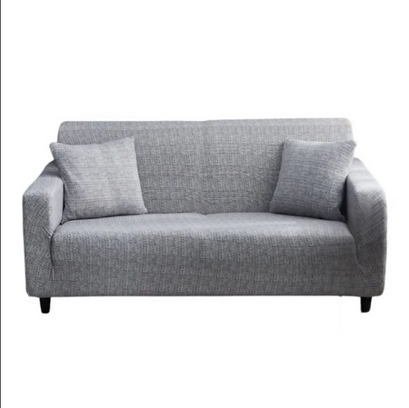 Anyseat Textured Gray White Textured Geometric Pattern Sofa Cover – Stretchable Slipcover for Living Room Chair Protection