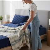 Anycozy Mattress Cover Navy Blue King Size Crystal Velvet Thicken Quilted Warm Soft Plush Bed Sheet