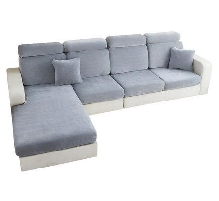 Anyseat L‑Shape Sofa Cover Dark Gray Chenille Polyester Thick Stretchable Cushion Protector for Living Room