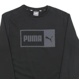PUMA Mens Black Crew Neck Sweatshirt M Cotton Blend Logo Print Casual