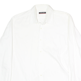 PIERRE CARDIN Mens White Cotton Shirt L Classic Long Sleeve Button Collar