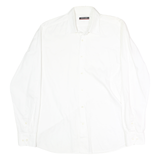 PIERRE CARDIN Mens White Cotton Shirt L Classic Long Sleeve Button Collar