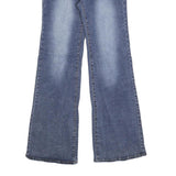 Womens Blue Regular Fit Flared Denim Jeans Cotton Blend W26 L32 Stylish Buttons
