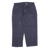 Mens Relaxed Navy Blue Jeans Cotton Blend Zip W36 L30 Workwear Pockets