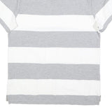 NIKE Mens Grey & White Striped Short Sleeve Cotton Polo Shirt L Classic Fit
