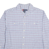 CHAPS Mens White & Blue Check Shirt XL Cotton Blend Long Sleeve Casual